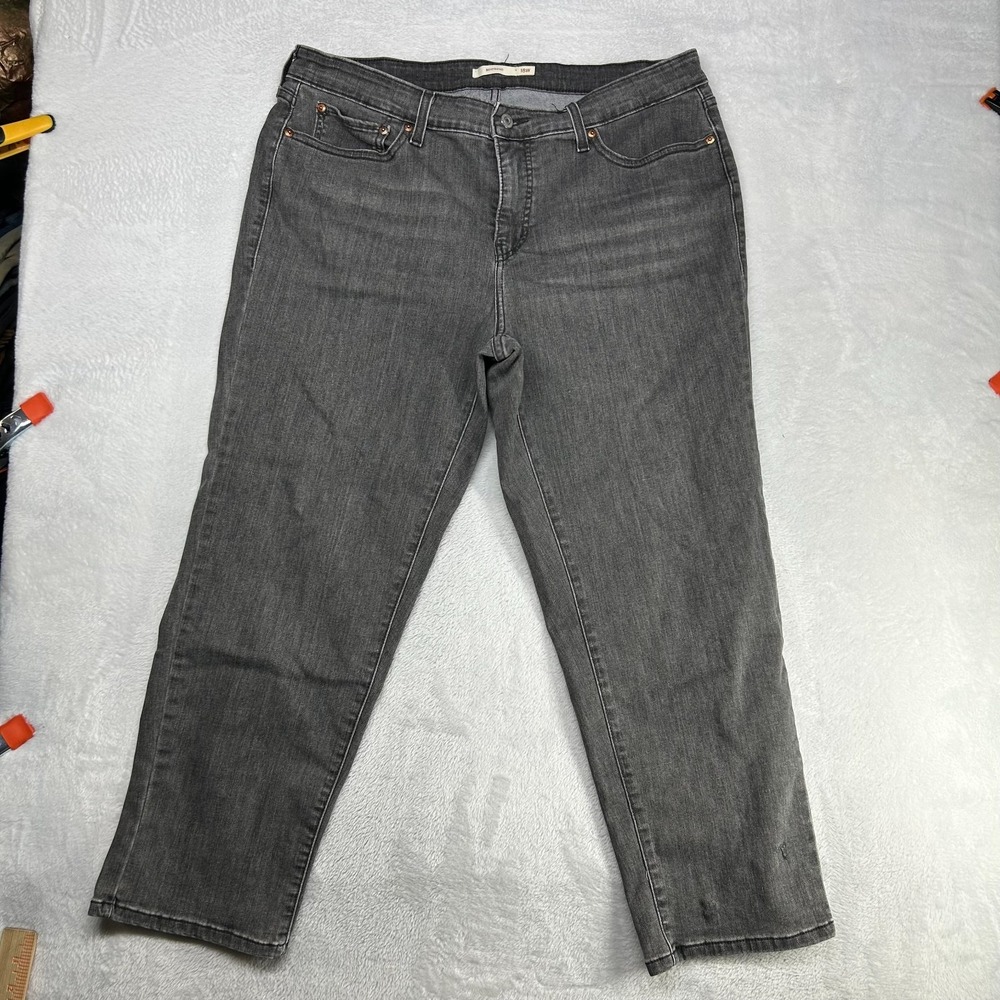 Levi's Boyfriend Jeans Women's 18W Gray Denim‎ Stretch Pockets Zip Fly - 36X26.5